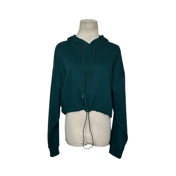 ZARA green long sleeves cropped hoodie sweatshirt size Medium - Picture 11 of 13